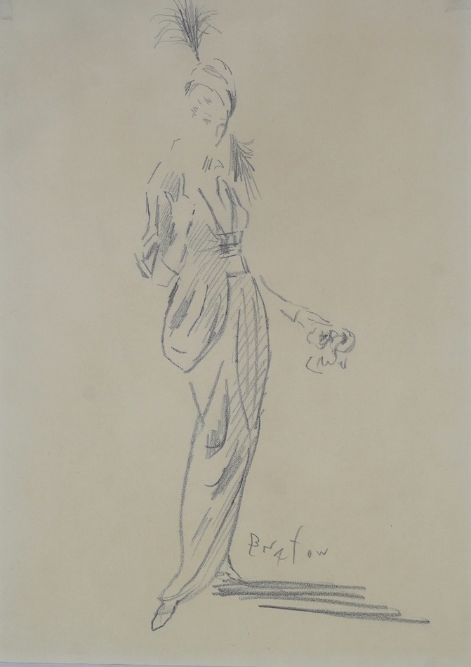 Sir Cecil Walter Hardy Beaton CBE (British, 1904-1980), 'Calling dress', pencil on paper, 33 x 24cm